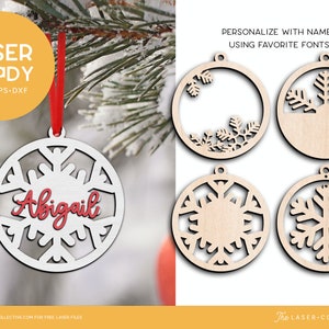 Christmas Ornament Laser File - Blank Snowflake Ornament Designs