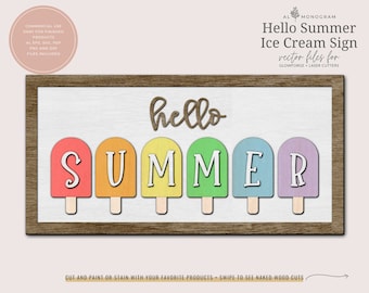 Hello Summer Popsicle Laser File for Glowforge and Major Laser Machines - Commercial Friendly Design for Your Summer Crafting Projects