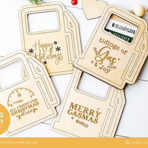 Porta-cartão de presente de Natal Ornamento Arquivo a laser para corte a laser com um porta-cartão de presente de gás e diferentes frentes de tanque de gás