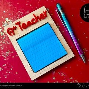 A+ Teacher Paper Sticky Note Holder Laser File - Sticky Note Holder Laser File - Teacher Sticky Note SVG