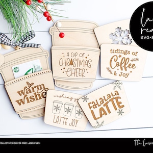Portatarjetas de regalo de Navidad Portatarjetas de regalo de café Vaso de papel con lima láser