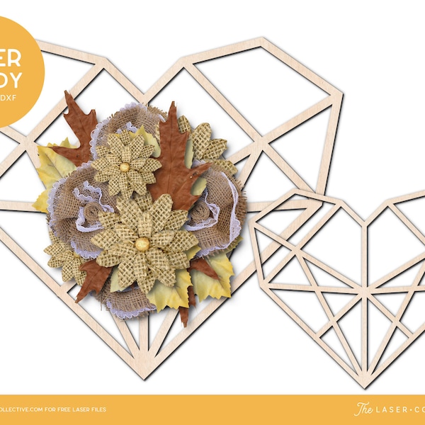 Boho Laser File Geometric Heart Sign