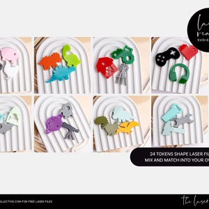 汎用トークン セット レーザー ファイル - ボーイ バイブス トークン バンドル SVG - 子供用報酬ジャー トークン - レーザー カット ファイル - 男の子向け DIY トークン セット