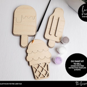 Sommer-Eis Laser-Datei-Kit - DIY Paint Kit Laser-Datei - Glowforge Freundliche Laser-Datei - Kinder Art Laser-Dateien - Kinder Basteln Laser SVG
