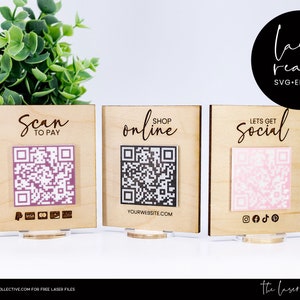 Mini fichier laser pour enseigne QR - fichier laser pour enseigne sociale - fichier laser pour code QR - fichier laser Maker Market - enseignes d'exposition d'artisanat - fichier SVG laser
