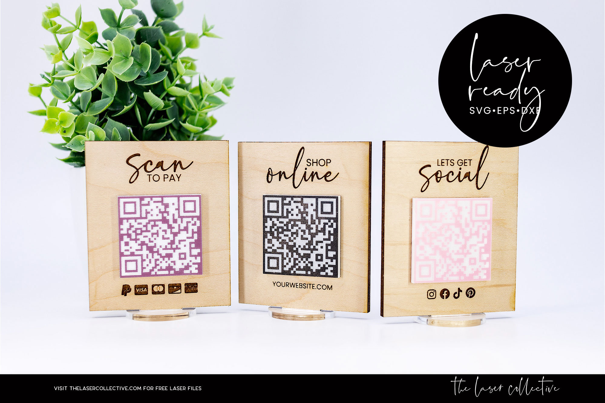 Mini QR Sign Laser File - Social Sign Laser File - QR Code Laser File - Maker Market Laser File - Craft Show Signs - Laser SVG File