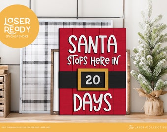 Santa Stops Here Sign | Santa Sign for Glowforge | Gnome Laser Cut File | Christmas Glowforge File | Santa Sign