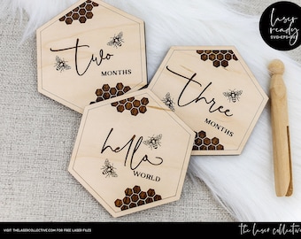 Baby Milestone Laser Files - Bee Laser File - Newborn Prop Laser File - Laser SVG File for Newborn Pics - Milestone SVG File
