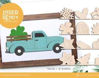 Interchangeable Truck Laser File with Seasonal Inserts Side View