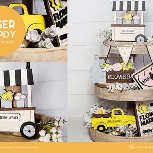 Tiered Tray Laser Files Spring Flower Market