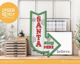 Santa Stop Here Christmas Sign for Glowforge
