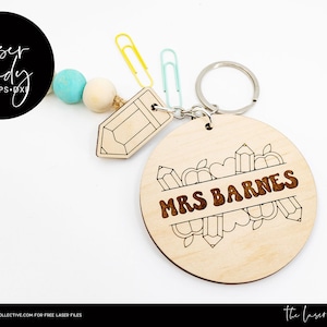 Personalized Circle Teacher Keychain Laser Files: Customized Gift Idea | Teacher Appreciation Laser File | Teacher Laser File | School Laser