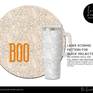 Laser Scoring Pattern Design - Halloween Laser File - Halloween Tumbler Laser Design - Halloween SVG Pattern - Score Only File for Laser