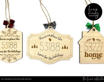 Postcode Home Kerstversiering laserbestand voor lasers - kerstlaserbestand - kerstmis SVG-bestand - familieornament laserbestand