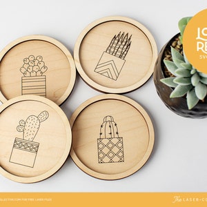 Succulent Coasters Laser File Set