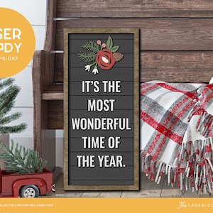 Kerstlasersnijbestand mooiste tijd van het jaar met kerstbloemen
