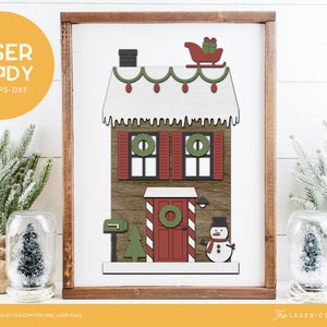 File di taglio laser per Natale Cottage per decorazioni per la casa