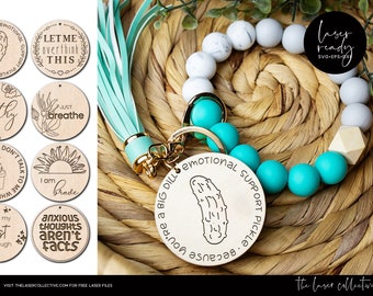 Empowering Affirmation Keychain Laser File Bundle - Wristlet Keychain Disc Laser Files - Mental Health Laser File