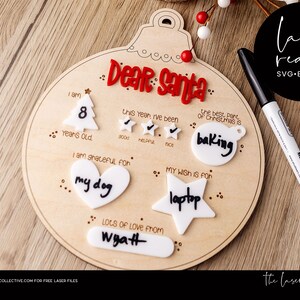 Caro file laser per cartello cancellabile a secco di Babbo Natale - File laser di Natale per cartello di Babbo Natale - File SVG per ornamento natalizio per bambini - File laser per Natale