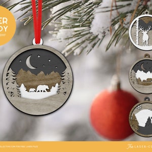 レーザーカットの森の飾り用の重ねたクリスマス飾り