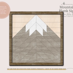 Archivo de corte láser de montaña / Letrero de montaña en forma de tablón / Letrero de montaña para Glowforge