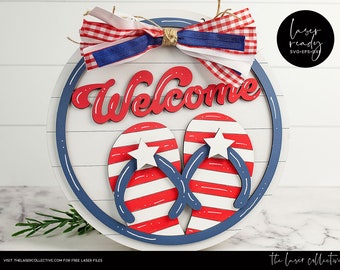 Door Hanger Svg | Patriotic Door Decor | Laser File | Patriotic Door Hanger | Patriotic Svg | Glowforge Svg | 4Th Of July