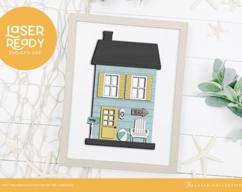 Summer Beach Cottage Laser File - DIY Your Own Charming Sign with this Glowforge Friendly and Commercial-Friendly Design