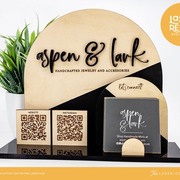 Znak QR dla pliku laserowego dla firm - Plik laserowy do znaków społecznościowych - Plik laserowy z kodem QR - Plik laserowy Maker Market - Plik laserowy z logo firmy - Arch