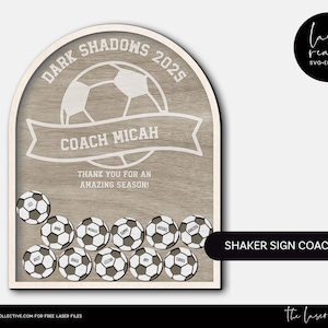 Shaker-bord voetbalcoach – laserbestand – SVG-bestand – gepersonaliseerd coachcadeau – einde seizoen – lasersnijden – voetbal