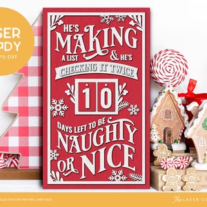 Christmas Countdown Laser File Naughty or Nice