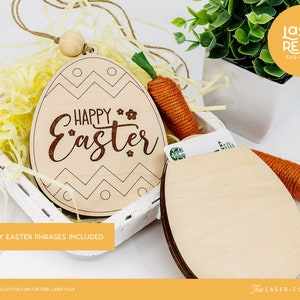 Porte-carte cadeau Pâques fichier laser oeuf - fichier laser Pâques - Pâques fichier laser SVG - fichier Pâques découpé au laser - porte carte cadeau