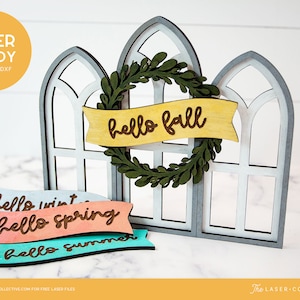 Interchangeable Laser Files Windows with Seasonal Banners
