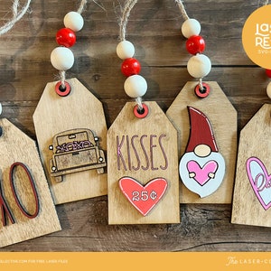 Valentine Laser Files for Cutting - Valentine Tags for Tray Decor or Tiered Trays and Gumball Machines or Canisters