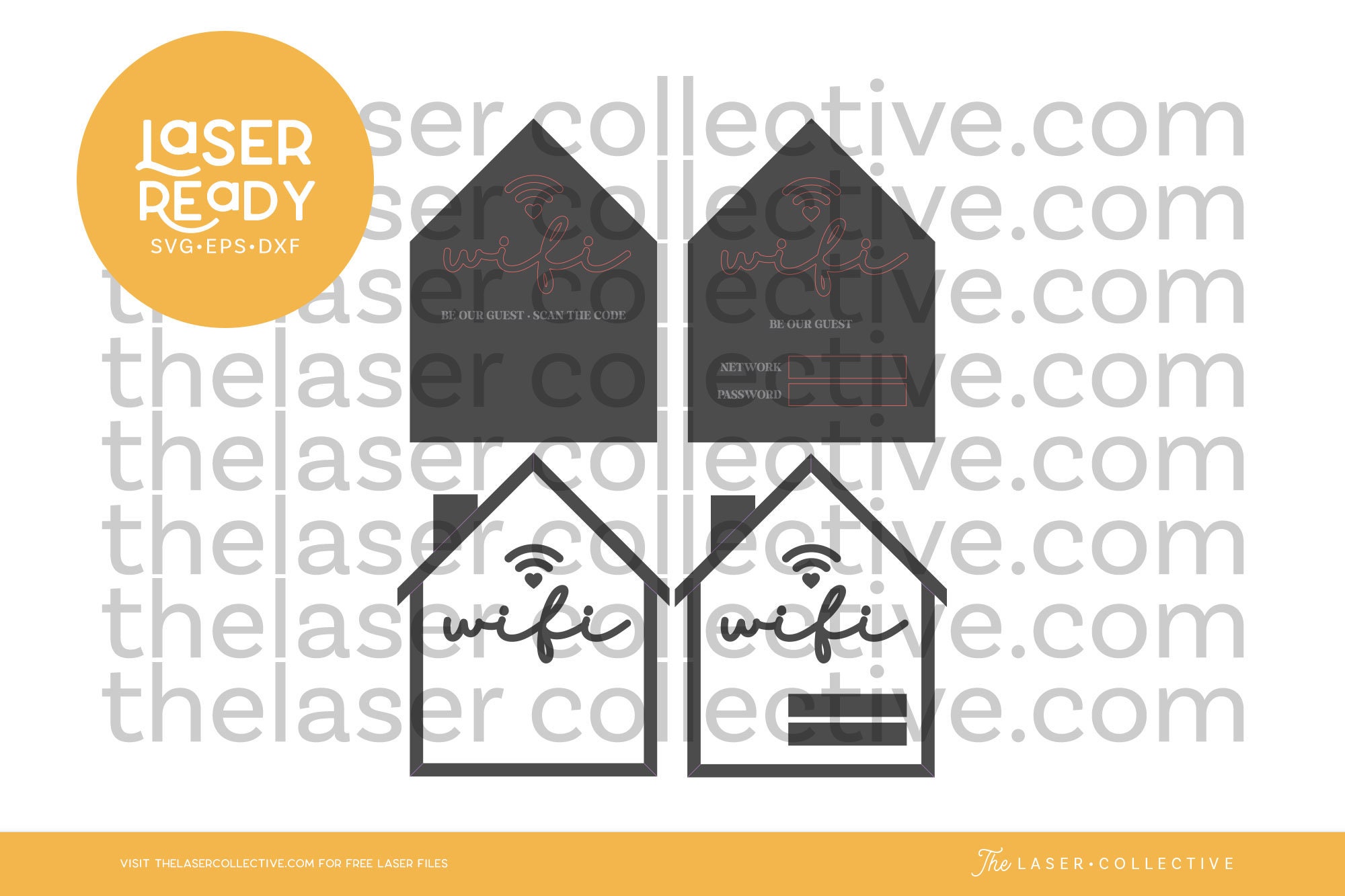 Wifi Sign for Home or Events With QR Code Laser File - Etsy