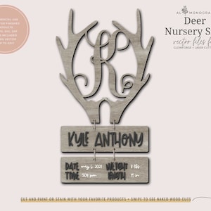 Deer Nursery Sign | Nursery Glowforge Sign | Nursery Laser Cut | Birth Sign Laser Cut File