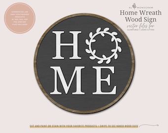 Glowforge File Family Home Sign Laser Cut File for Sign CNC Machine File Home Wreath