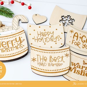 Christmas Gift Card Holder Ornament Laser File for Laser Cutting Featuring a Hot Cocoa with Different Cup Fronts