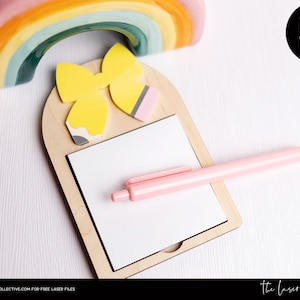 Arquivo a laser de apreciação do professor - Suporte para notas adesivas Arquivo a laser - Arco de lápis Post It Note Holder Arquivo SVG a laser - Arquivos a laser do professor