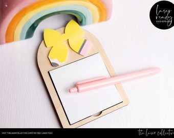 Fichier laser d'appréciation de l'enseignant - fichier laser porte-notes adhésives - fichier laser SVG porte-notes Post-it crayon noeud - fichiers laser enseignant