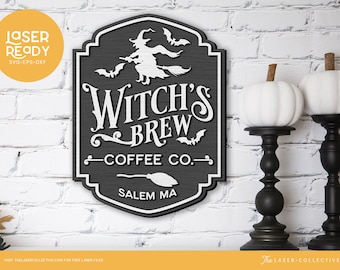 Witch's Brew Halloween Sign Laser File for Laser Cutting