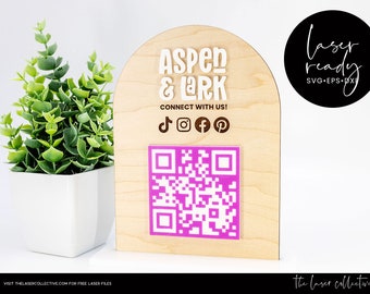 Single Social Media QR Sign Laser File for Markets or Craft Shows - Great for Sharing Logo and Social Links