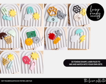 Generic Kids Token Set Laser Files - Fun Token Bundle SVG - Reward Jar Tokens for Children - Laser Cut Files - DIY Kids Token Set