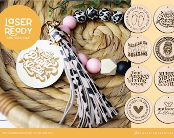 Wristlet Keychain Disc Laser Files MISC Quotes Pack