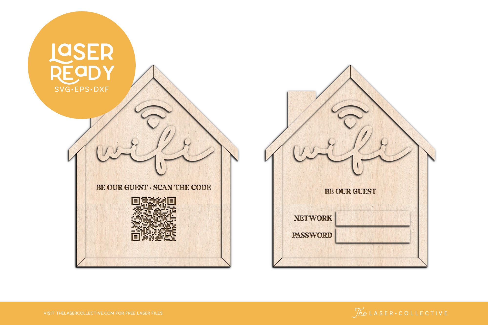 Wifi Sign for Home or Events With QR Code Laser File - Etsy