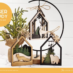 Ornamenti natalizi a strati Woodland Laser File