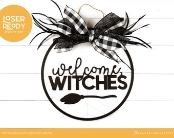 Halloween Door Hanger Laser File Welcome Witches Sign