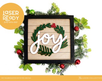 Joy Christmas Sign Laser File for Laser Cutters Like Glowforge or Thunder