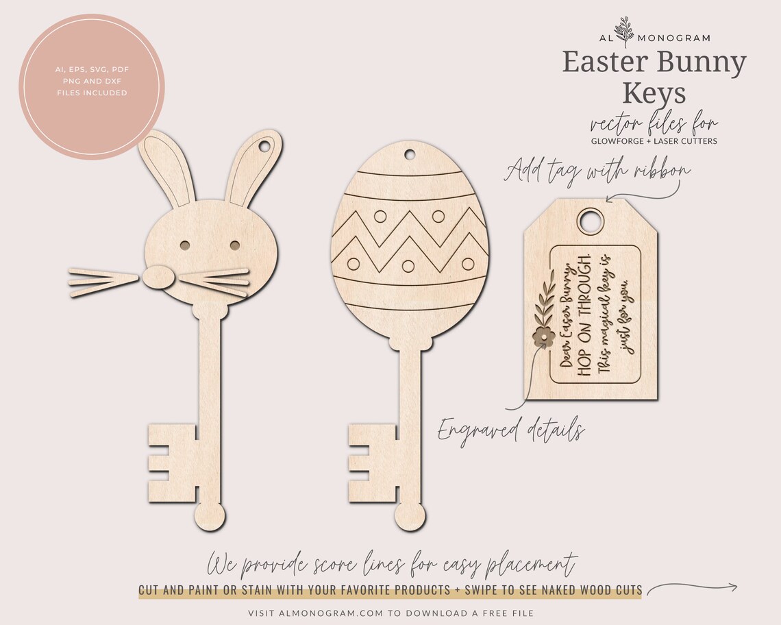 Easter Bunny Keys for Easter Bunny Laser Cutter File Etsy