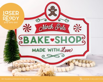 North Pole Bake Shop Sign Christmas Laser File