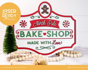 North Pole Bake Shop Sign Christmas Laser File